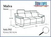 MALVA Sofa 3N2 TKANINA
